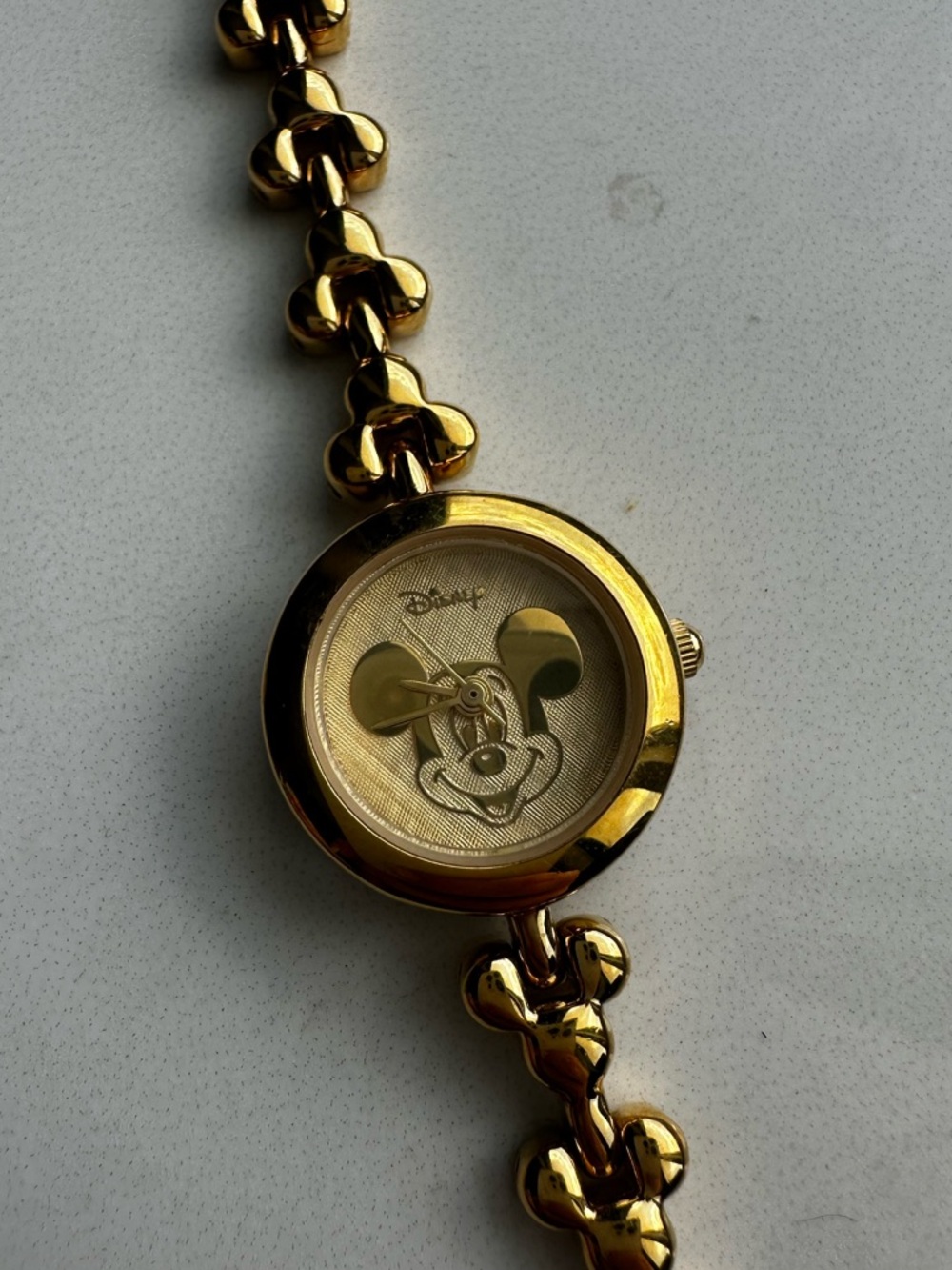 Disney Mickey Mouse Watch Gold Tone Bracelet Vintage